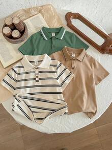 LMoss Kids 兒童小男孩短袖百搭休閒3件套 Polo 衫 - 彩色 - 查看 4