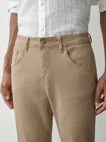 MENRIVO Men's Solid Color Jeans - Khaki - View 4