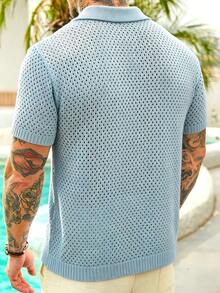 VENTUSAIL Men's Coconut Tree Hollow Knit Top - Baby Blue - View 2