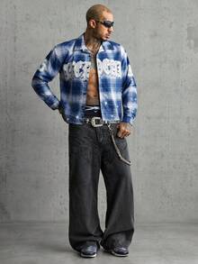 AXEPEAK Men's Casual Shirt Loose Cropped Fit Rhinestone Embellished Top - Multicolor - View 6