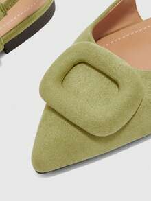 CUCCOO BIZCHIC Zapatos de moda para mujer con suela plana y hebilla, zapatos de punta, cómodos, zapatos casuales, adecuados para viajes, desplazamientos, fiestas, pa - Verde - Ver 5