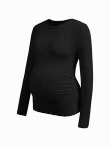 Modmama 3件組孕婦純色圓領休閒百搭日常外出長袖T恤套裝 - 彩色 - 查看 12
