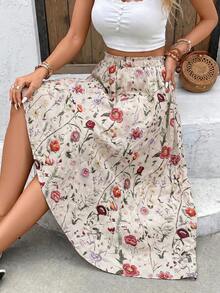 SHEIN Clasi Women's Vacation Casual Floral Print Skirt - Multicolor - View 2