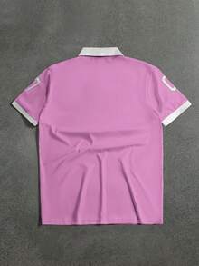 STYNVO 男士字母印花短袖休閒 Polo 衫 - 粉色 - 查看 2