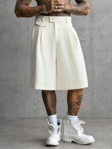 AXEPEAK Men's Solid Color Casual Streetwear Versatile Daily Wear Vacation Shorts White - Beige - View 2