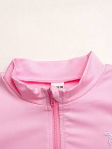Tween Girl SHEIN 青少年女孩簡約休閒彈性長袖T恤，秋冬必備基礎單品，適合青少年女孩秋冬穿搭 - 粉色 - 查看 3