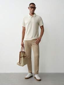 MENRIVO Men's Solid Color Jeans - Khaki - View 3