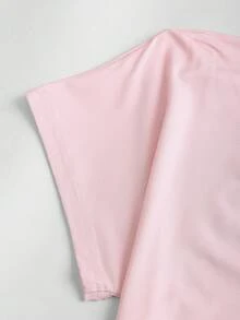Sweetra 女款新款時尚百搭純色不對稱領收腰上衣 + 長褲 2件套 - 淺粉色 - 查看 6