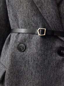 MOTF PREMIUM WOOL-BLEND BLAZER JACKET WITHOUT BELT - Grey - View 9
