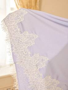 PalaceNights Misty Purple Premium Mesh Spitze Ärmel Bindung Große Größen 2 Stücke Pyjama Set - Mauve - Übersicht 7