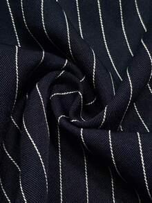 SHEIN Women's Striped Patchwork Casual Daily Outing Romper - Navy Blue - View 3