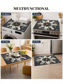 1PC/Decorative Stove Top Cover Mat With Floral Pattern, Heat Resistant Kitchen Counter Protector & Cutting Board, Durable Non-Slip Gas Range Cover For Home Kitchen Organization - Multicolor - View 7
