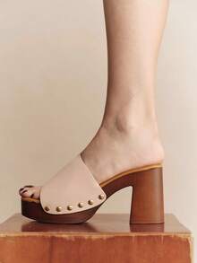 Rosivie Women's Elegant Black Round Toe Chunky Heel Mid Heel Pumps, Casual & Comfortable, Suitable For Work, Dates, Parties, Formal Occasions Summer - Apricot. - View 6