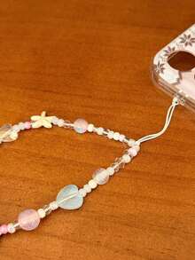 Handmade Beaded Phone Charm Strap, Cute Starfish Heart Shell Bead Lanyard Anti-Lost Chain For Phone Case, Camera, Earbud Case, Keychain & Handbag, Aesthetic Gift For Women Girls - Multicolor - View 11