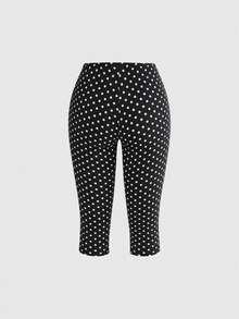 ROMWE Grunge Punk Pantalones Capri Vintage Napoleon con Diseño de Hebilla Metálica y Cinta de Contraste, Cintura Ultra Baja y Estampado de Lunares - Negro - Ver 2