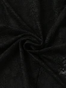Lacomfia Blazer Ukuran Besar Elegan Warna Polos dengan Hiasan Renda - Hitam - View 5