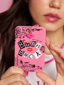 Mean Girls | SHEIN 1個卡通角色圖案吊繩卡套，適用於公車卡、身分證、工作識別證等，適合學校、通勤、學生、女性，特別是粉絲，Burn Book - 長方形 - 查看 5