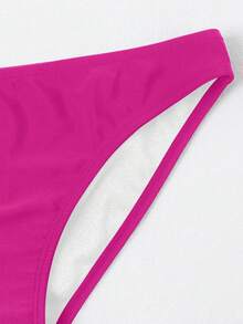 Swim Basics Women's Solid Color Triangle Bikini Bottoms, Suitable For Summer Vacation And Beach - Purple - View 4