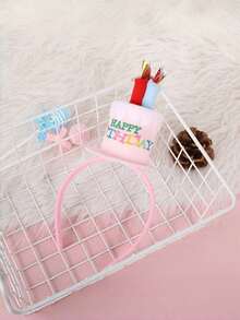 2Pcs Pet Birthday Party Set Includes Cake & Hat Decor, Pink & Blue, Gift For Dogs Puppies Party Decoration - Multicolor - View 11