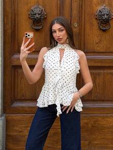 Siren Gaze Blusa con volantes nueva para primavera/verano para mujeres - Albaricoque - Ver 6