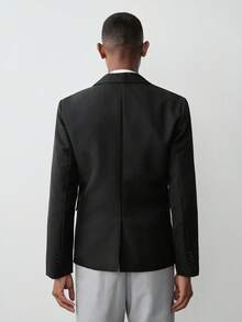 MENRIVO Men Casual Solid Color Formal Blazer, Autumn Formal, Ceremony - Black - View 4