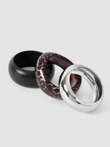 MortiRose Vintage European Style Geometric Resin Bracelet, Wide Acrylic Bangle, Unique & Versatile Design (Color, Texture, And Depth May Vary, Randomly Shipped) - Multicolor - View 6