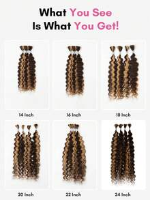 BOHO Braids 4PCS Highlight Super Wave Bulk Human Hair Extensions Super French Curl Bulk Braiding Hair For Bohemian Knotless Godness Braids Deep Wave Bulk Braiding Hair 95g/Pack - S4/27 - View 3