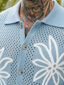 VENTUSAIL Men's Coconut Tree Hollow Knit Top - Baby Blue - View 6