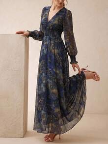 Amorya Women's Floral Print Waist Tie Elegant Dress Elegant Party Dresses Festival Outfit Women  Junina Party Dress  Elegant Long Party Dress - Multicolor - View 2