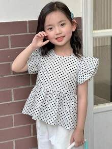 Dazy Kids 女童秋季圓領針織短袖T恤夏季上衣 - 白色 - 查看 2