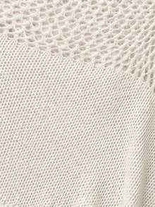 SHEIN Franclia 女款純色鏤空不對稱單肩休閒百搭日常穿著針織上衣 - 米色 - 查看 4