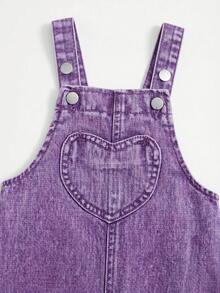 Cozy Pixies Baby Girls Fall Clothes Ruffle Trim Square Neck Bow Front Denim Overall Jumpsuit Without Tee - Purple - View 7