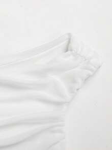 SHEIN Tween女孩休閒優雅時尚百搭日常不對稱肩設計金屬扣飾緞帶裝飾無袖長洋裝，返校穿搭，外出穿搭，白色洋裝，春夏秋穿搭，畢業典禮，派對穿搭 - 白色 - 查看 7