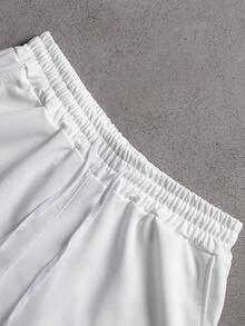 Major Grit Men's Letter Print Shirt And Shorts Set - White - View 5