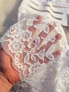 Crystal Vow 1pc Front And Back Hollow Lace Patchwork Webbing Sexy Jumpsuit - White - View 3