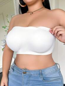 SHEIN 性感無肩帶大尺碼女款內衣 - 白色 - 查看 4