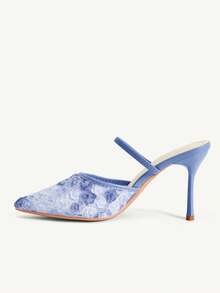 CUCCOO CHICEST Korean-Style Symphony Mesh Duo With High Heel Slippers Women's Summer Temperament Dating Shoes - Blue - View 10