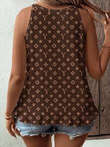 Selamara Camiseta de tirantes para mujer de talla grande, nueva y de gran para primavera/verano, con diseño de volantes en el bajo y estampado floral vintage, casual y versátil - Multicolor - Ver 2