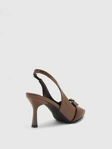 CUCCOO BIZCHIC Brown Pointed Stiletto Slingback Word With Buckle High Heel Shoes Commuting Fashion Simple Versatile Banquet Shoes Party Women's Shoes - Coffee Brown 1 - View 4