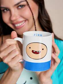ADVENTURE TIME X SHEIN 1 buah Mug Keramik Bergambar Kartun 10,14oz/300ml, Cocok untuk Air, Susu, Jus, Kopi, Teh, BMO, JAKE, FINN, LUMPY SPACE, ADVENTURE TIME - Putih - View 2