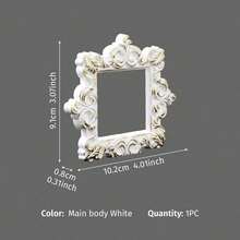 Cirelle 1 pieza, marco de cuadro decorativo tallado estilo europeo blanco y dorado, Body de marco de material de resina pintado a mano, artículo de exhibición en miniatura para mesa interior, accesorios DIY hechos a mano, múltiples formas disponibles para selección, mejora el estilo general del espacio, adecuado para decoración de escenas en bodas, celebraciones de festivales, etc., artículos de decoración en miniatura para casas pequeñas, accesorios para fotografía de belleza, arte de uñas, joyería, etc., decoración de empaque de regalo - 1PC - Ver 18