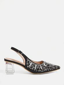 CUCCOO TILAWA Women's Crystal And Glass Rhinestone Pointed Black High-Heeled Shoes, Suitable For Going Out, Banquets, Parties And Other Activities - jet black - View 2