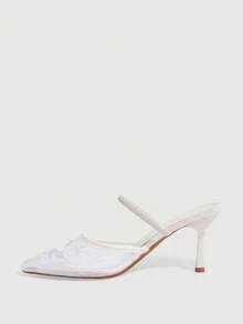 CUCCOO SZL Women's Fashion Elegant Embroidered Pointed Toe Mesh High Heel Pumps Spring Shoes - Chantilly - View 5