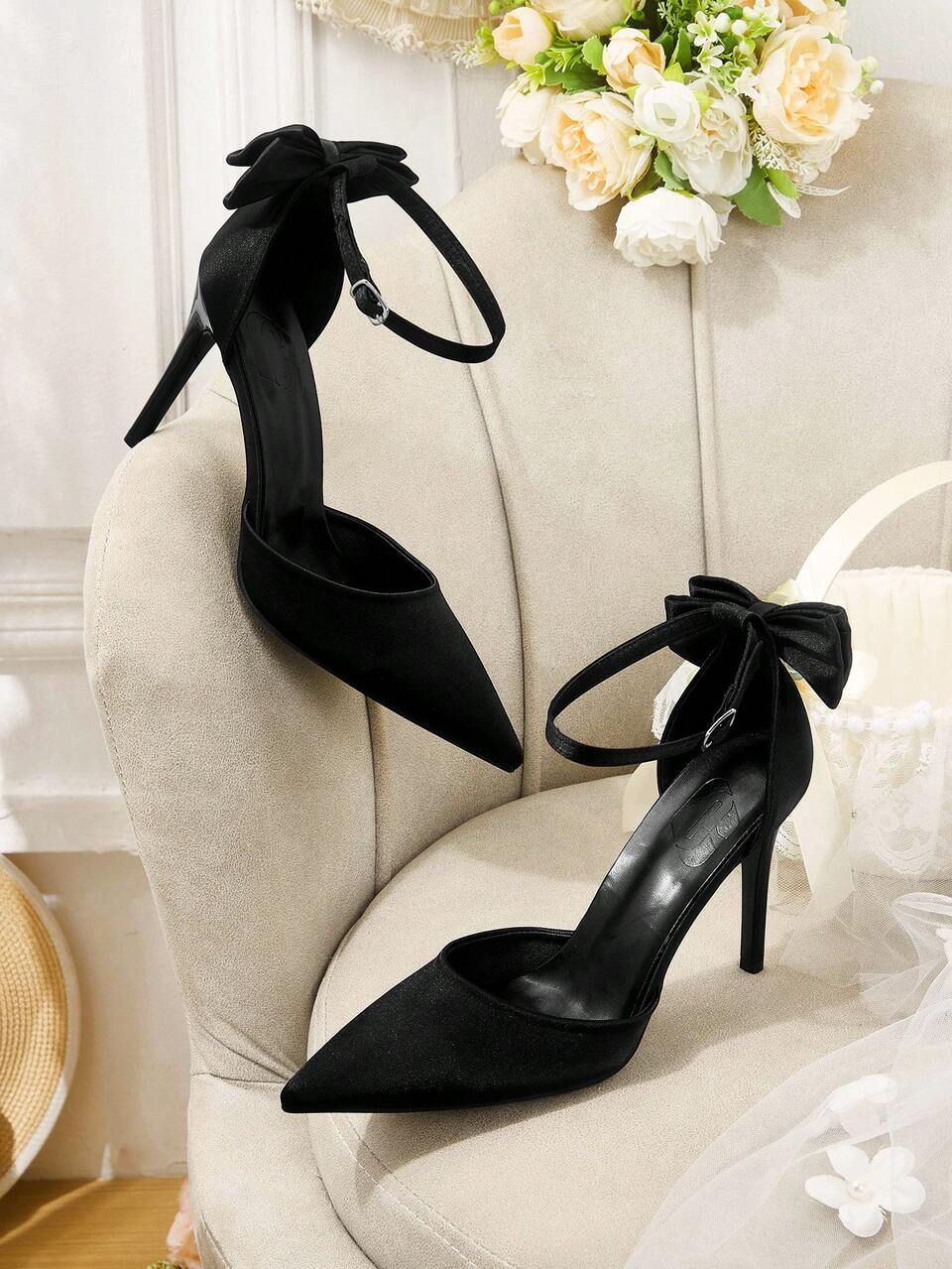 CUCCOO HITCHD Women's High Heels Fashion Closed Toe Butterfly Pointed Stiletto Sandals Elegant, Essential For Going Out, Parties And Banquets