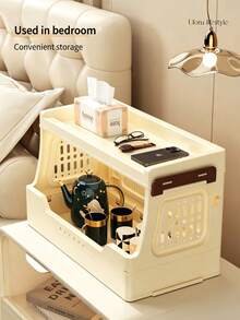 1-3 Layers Large Capacity Dust-Proof Cosmetic Storage Box With Drawers, Multi-Layer Makeup Display Stand Suitable For Skincare And Lipstick Collection, Portable Plastic Vanity Holder, Suitable For Bathroom Essentials ,Jewellery Box - cream - View 9