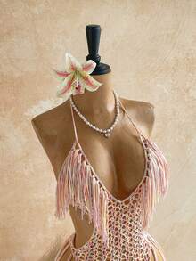 Soleia Women's Tassel Design Halter Tie Sexy Vacation Cover-Up Dress - Multicolor - View 6