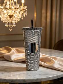 Vaso de plástico con pajita para durian de gran capacidad de 710ML con recubrimiento gradiente, elegante y con estilo, muy apreciado por muchas personas. - Plateado - Ver 8