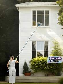 2-In-1 High-Rise Window Cleaning Kit With 10 Extension Poles, Reusable Washable Microfiber Pads, Manual Glass Wiper & Scraper, Great Mother's Day Gift - multicolor - View 1