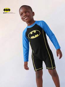 Maija Kids BATMAN X SHEIN 兒童小男孩春夏修身長袖拼色連身泳衣 白色 - 彩色 - 查看 3