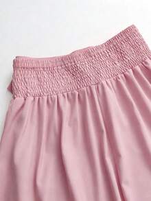 Rometta Plus Size Women's Casual Solid Color Long Skirt, Versatile For Daily Work - Dusty Pink - View 4